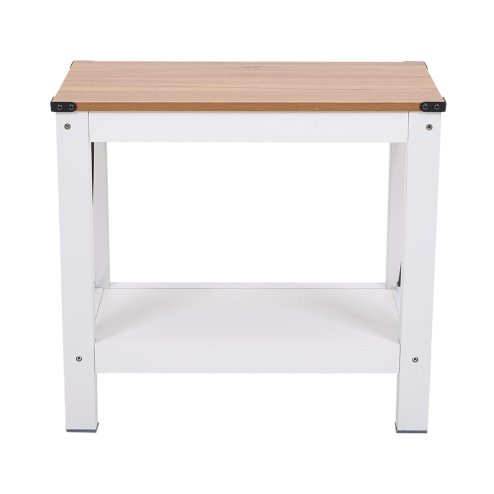 Living and Home Modern Wood Grain Top Sofa Side Table w/ Lower Shelf - 60x30x55cm