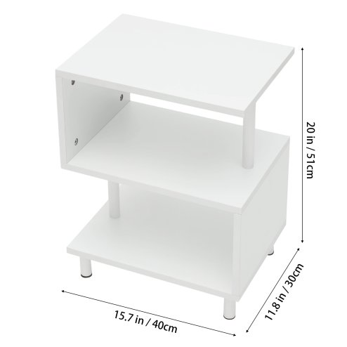 Living and Home 3-Tier S-shaped Wooden Side Table