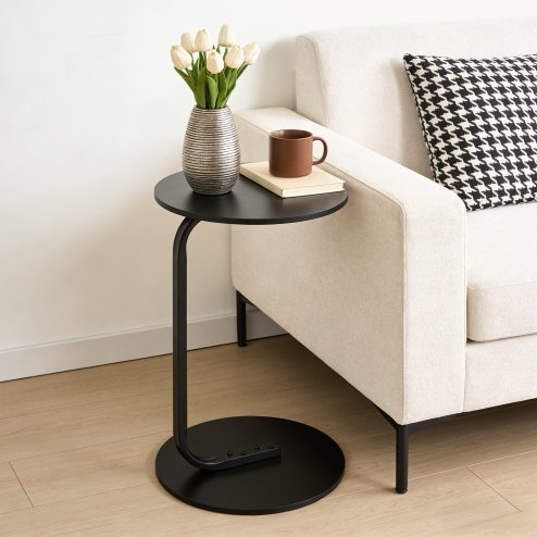 39cm Dia C-Shaped Side Table, Black