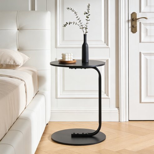 39cm Dia C-Shaped Side Table, Black