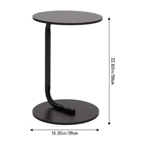 39cm Dia C-Shaped Side Table, Black