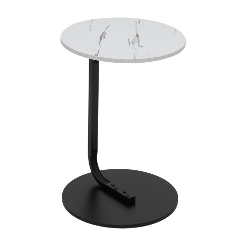 39cm Dia C-Shaped Side Table, White Marble