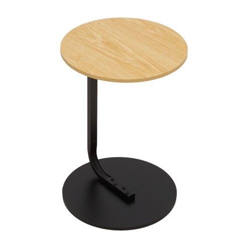 39cm Dia C-Shaped Side Table, Natural Wood