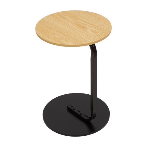 39cm Dia C-Shaped Side Table, Natural Wood