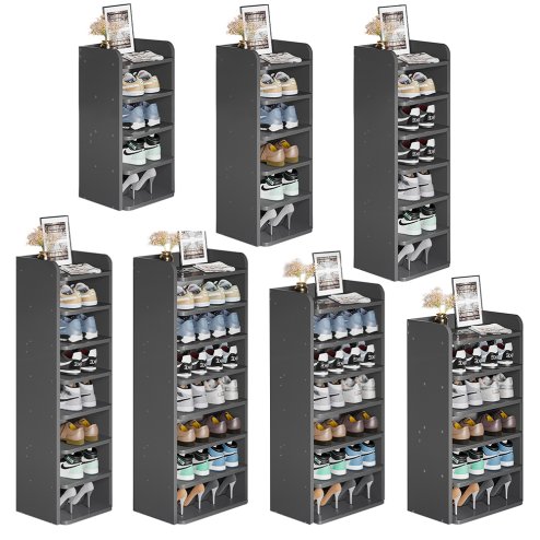 Living and Home 5/6/7/8-Tier Entryway Shoe Rack Shoe Storage Cabinet in Black