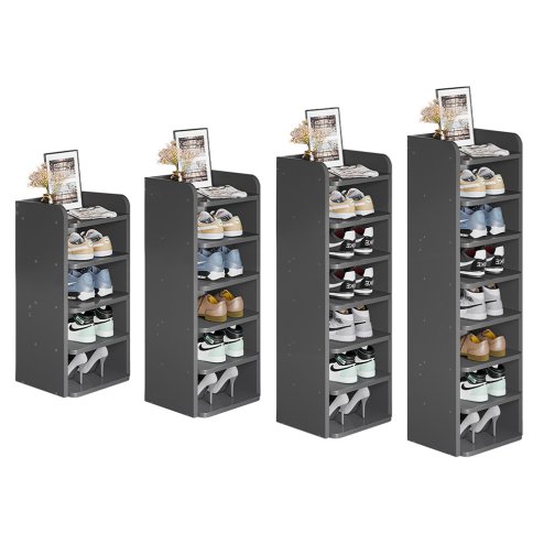 Living and Home 5/6/7/8-Tier Entryway Shoe Rack Shoe Storage Cabinet in Black