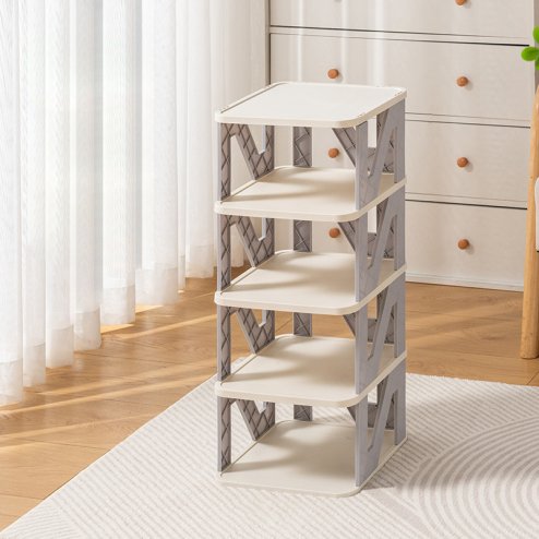 Living and Home 4-Tier Narrow Plastic Shoe Rack in Grey