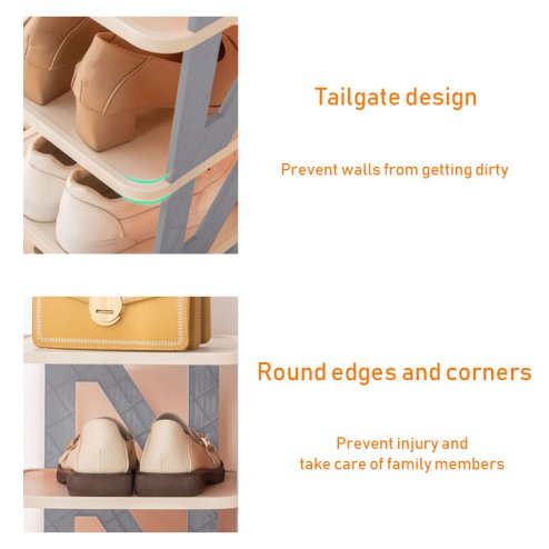 Living and Home 4-Tier Narrow Plastic Shoe Rack in Grey
