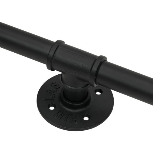 Living and Home 1/1.5/2/3M Matte Black Industrial Pipe Stair Handrail, 32mm Diameter Galvanized Steel Wall Mount Stair Rail with Complete Installation Hardware Kit for Indoor Steps