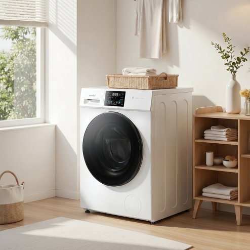 10kg Energy-Saving Washing Machine, Steam Hygiene & 90°C Drum Clean, Woolmark Apparel Care, 15-Min Quick Wash, Freestanding, 1400 RPM