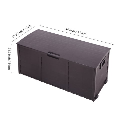 Living and Home 290L Outdoor Storage Deck Box with Wheels, Dark Brown