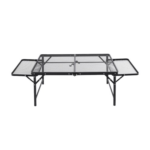 Living and Home Black Outdoor Portable Height-Adjustable Folding Camping Table, 135cm (W) x 60cm (D) x 70cm (H)