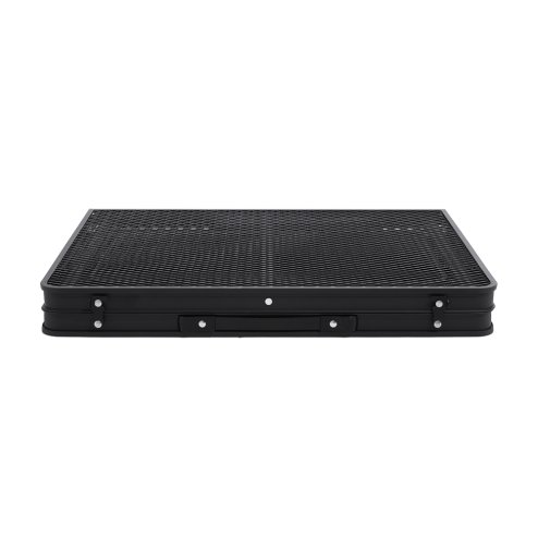Living and Home Black Outdoor Portable Height-Adjustable Folding Camping Table, 135cm (W) x 60cm (D) x 70cm (H)