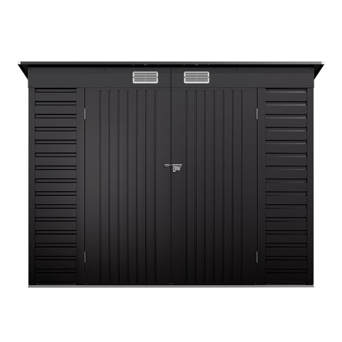 Living and Home 4x8ft Outdoor Storage Shed, Galvanized Steel Garden Shed Lockable with Double Doors & 2 Vents