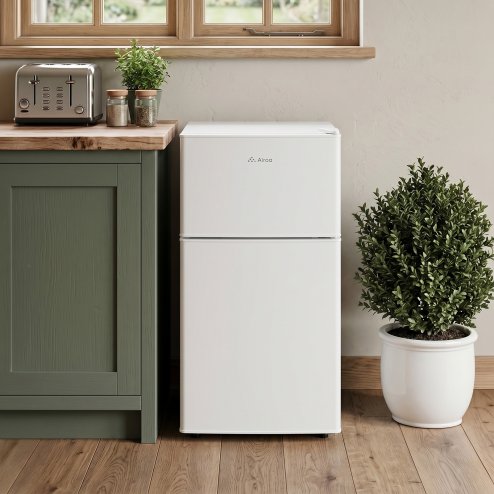 51L Freestanding Top Freezer Fridge with Adjustable Shelves, Bottle Storage Rack