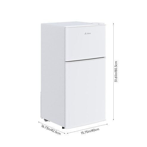 51L Freestanding Top Freezer Fridge with Adjustable Shelves, Bottle Storage Rack