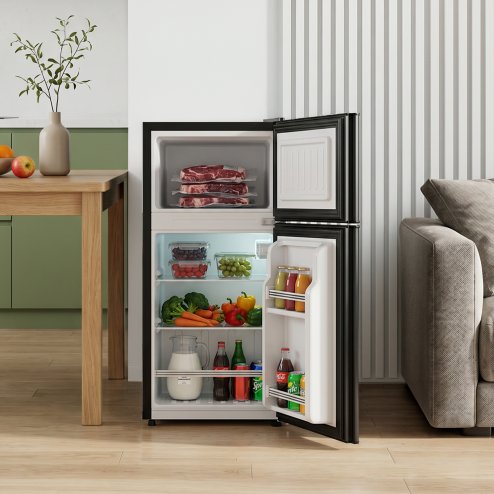 51L Freestanding Top Freezer Fridge, Black