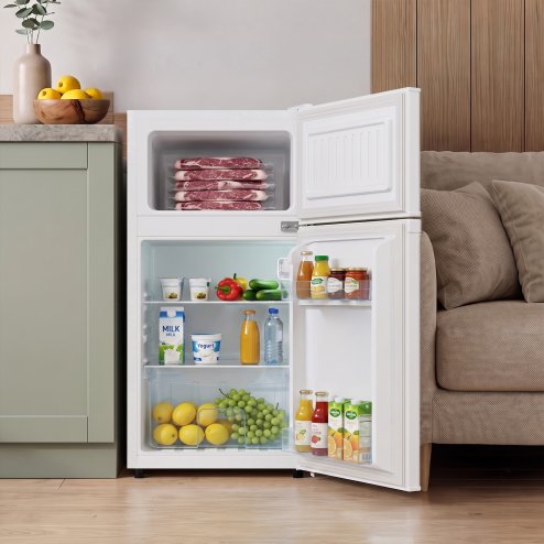 70L Freestanding Top Freezer Fridge, White