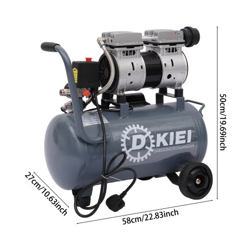 Living and Home 25L Air Compressor, Oil Free, 8CFM/115psi, Electric 2.5HP 230v Direct Drive, Low Noise Air Compressor for Tire Pumping, Car Grooming, Home Spray-Painting, Nailing, Grey