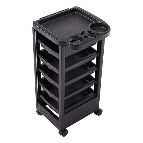 Living and Home 5-Drawer Plastic Salon Trolley Cart on Wheels, Rolling Hairdressing Storage Organizer
