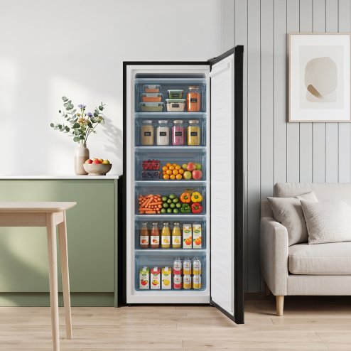 175L Black Upright Freezer