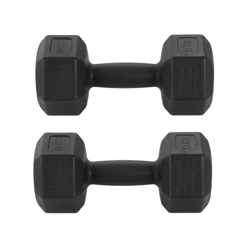 Living and Home Pair of 3KG Hex Dumbbells with Non-slip Grip