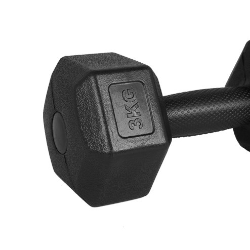 Living and Home Pair of 3KG Hex Dumbbells with Non-slip Grip
