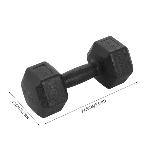 Living and Home Pair of 3KG Hex Dumbbells with Non-slip Grip