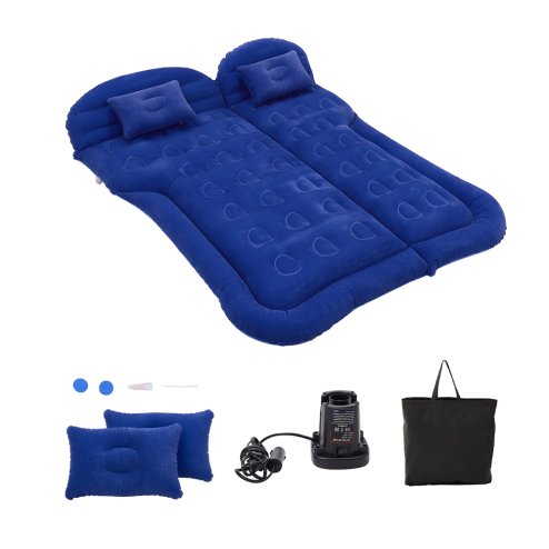 Living and Home Portable Car Air Mattress with Pillows and Inflation Pump, Blue