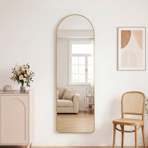 Living and Home Modern Arched Metal Floor Mirror