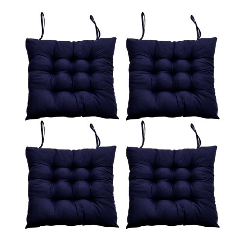 Living and Home 4Pcs Soft Thicken Tatami Seat Cushions, Seat Pads, 40cm W x 40cm D x 5cm H, Dark Blue