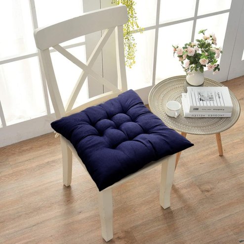 Living and Home 4Pcs Soft Thicken Tatami Seat Cushions, Seat Pads, 40cm W x 40cm D x 5cm H, Dark Blue