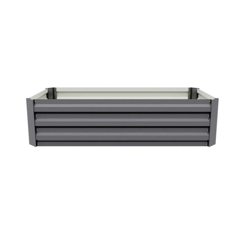 Living and Home Grey Galvanised Steel Raised Garden Bed Planter Box, 100cm W x 60cm D x 30cm H