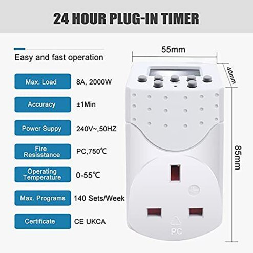 2000W Programmable Digital Timer Plug Socket