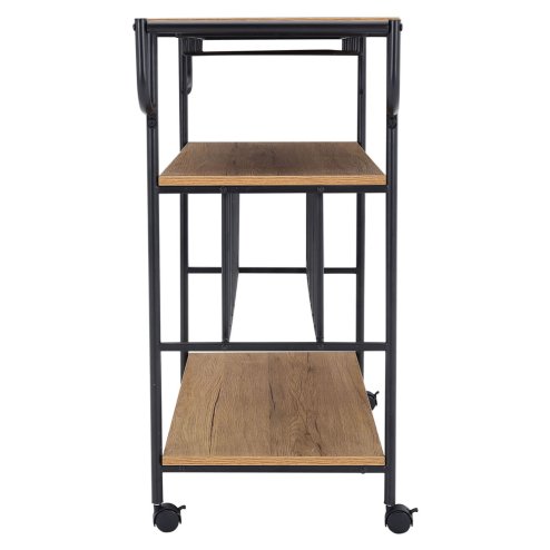 Living and Home Metallic Rolling Serving Bar Cart with Wine Rack
