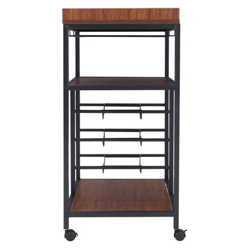 Living and Home Rustic Bar Wooden Mobile Serving Cart with Wheels