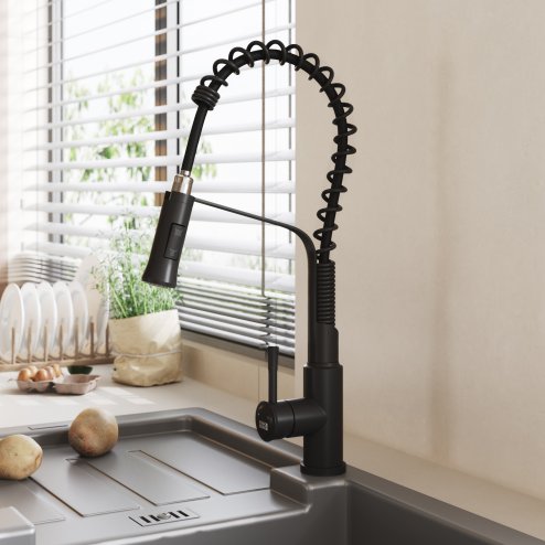 Living and Home Modern Kitchen Pull Down Faucet Kitchen Tap Mixer Tap, Black