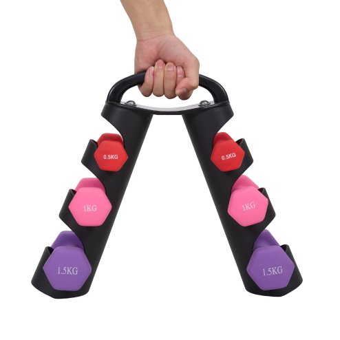 Living and Home 0.5/1/1.5KG Fitness Dumbbells Home Hand Weights Set with Storage Stand