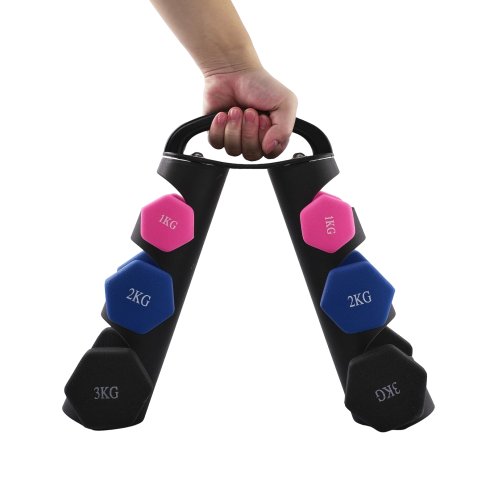 Living and Home 1/2/3 KG Fitness Dumbbells Home Hand Weights Set with Storage Stand