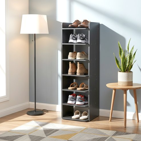 7-Tier Narrow Tall Shoes Rack for Entryway, 42cm W x 26cm D x 104cm H