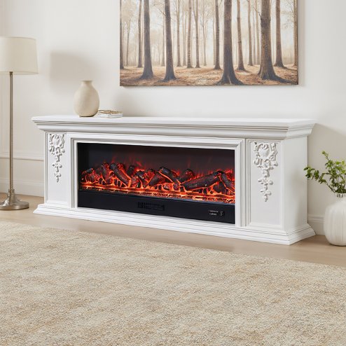 Living and Home TV Stand Electric Fireplace Adjustable Flame with Remote