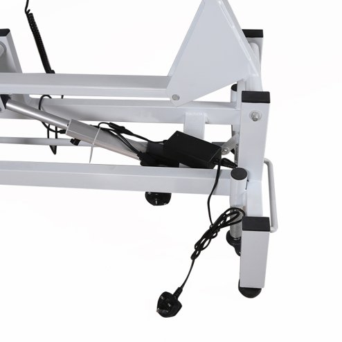Living and Home Electric Height Adjustable Massage Table, Reclining Beige Facial Spa Bed with Manual Backrest, Mobile Beauty Tattoo Bed with Wheels, 180cm Salon Treatment Bed
