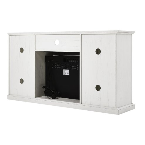3-Sided Electric Fireplace TV Stand with Glass Door Closed Storage