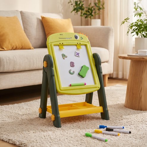 Double-Sided Magnetic Drawing Board Easel for Kids