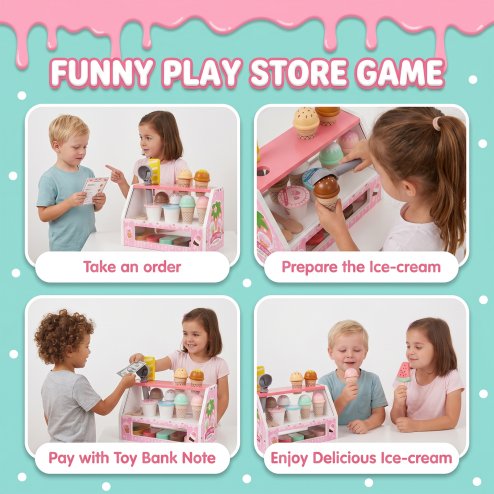 Wooden Ice Cream Counter Playset