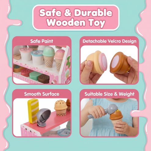 Wooden Ice Cream Counter Playset