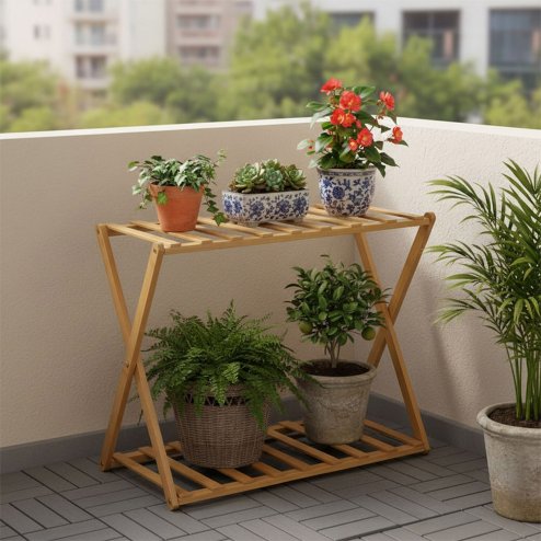 2-Tier Bamboo Storage Shelf