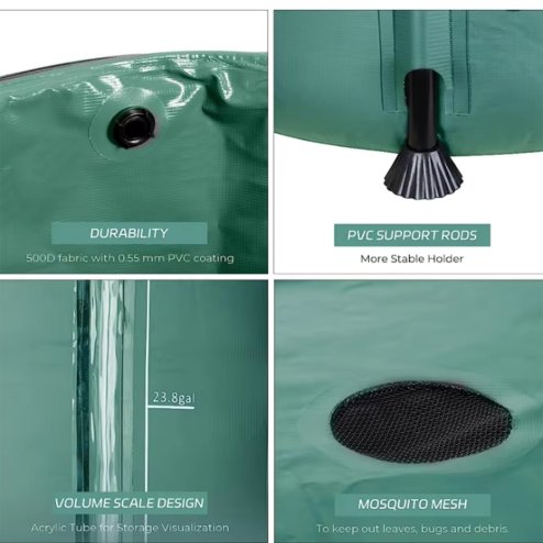 500L Collapsible Rain Barrel with Filter