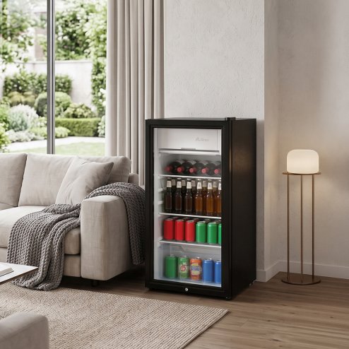 83L Freestanding Beverage Cooler Drinks Fridge, Refrigerator with 9L Freezer Box