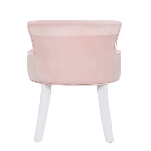 Velvet Soft Seat Low Back Vanity Stool Dressing Table Chair with White Legs